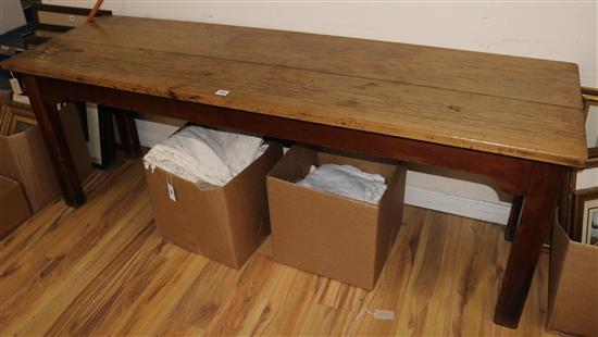 A pine farmhouse table, L.214cm